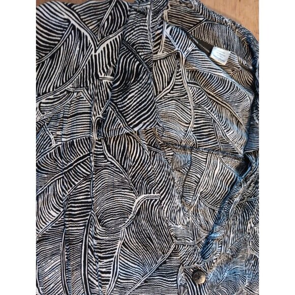 Vtg MiB Womens Plus K 5X Blouse Top Button Front Floral Rayon Black Open Back - Picture 2 of 7